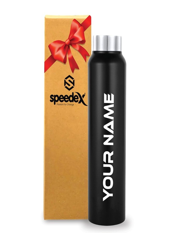 سبيديكس زجاجة مياه Speedex سوداء اللون مصنوعة من الفولاذ المقاوم للصدأ، سعة 1 لتر، مزودة بغطاء فولاذي - مانعة للتسرب، خفيفة الوزن، متينة | مناسبة للأطفال والكبار، للاستخدام في المكتب والمدرسة والسفر (1000 مل) (لون أسود) - Image 1